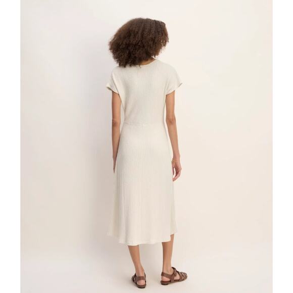 Everlane The Rib Knit Cap Sleeve Midi Dress In Bone Size XXS - Picture 2 of 8